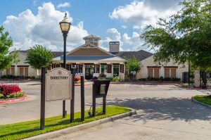 Apartments in Katy, Texas - Community Directory Sign, Clubhouse Exterior  